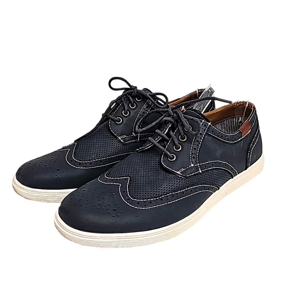 Madden M-Ronson Men's Wingtip Navy PU Casual Shoes Lace Up Fabric Lining Sz 13
